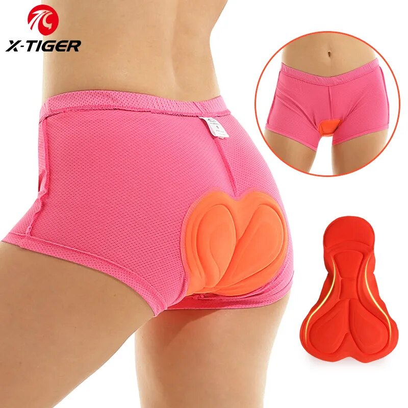 Mountain Biking Shorts Women - X-TIGER Cycling Underwear 3D Padded Shockproof